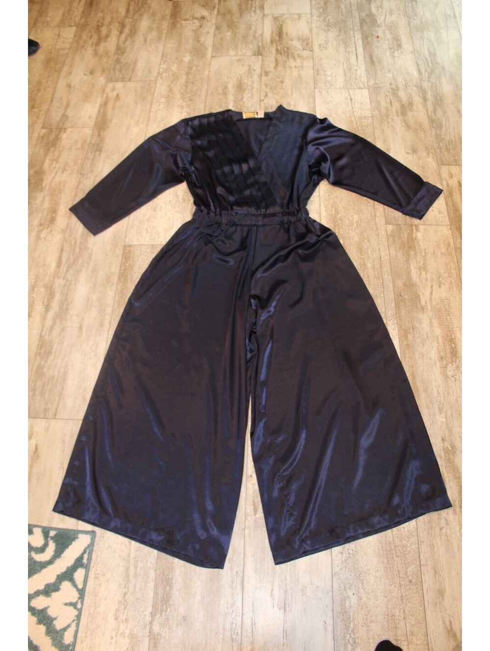 Victoria's Secret M/L Navy Satin Robe Vintage Lounge